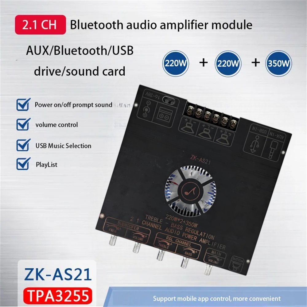 TKXEC Amplifier Board Audio Bluetooth USB 2.1 Channel DIY - ZK-AS21 Gambar produk TKXEC Amplifier Board Audio Bluetooth USB 2.1 Channel DIY - ZK-AS21