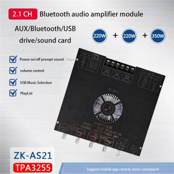 TKXEC Amplifier Board Audio Bluetooth USB 2.1 Channel DIY - ZK-AS21