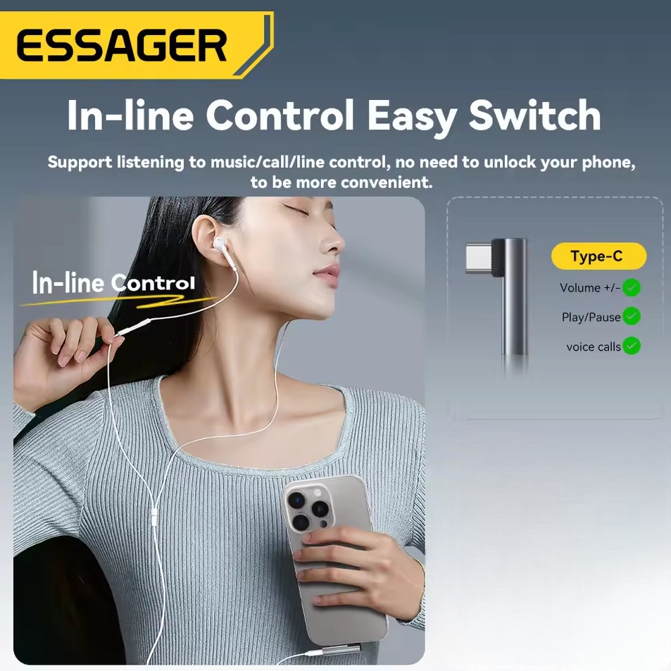 ESSAGER Adaptor Jack Audio OTG Converter Type C Male to 3.5mm Female - EOTGT-ZY0G Gambar produk ESSAGER Adaptor Jack Audio OTG Converter Type C Male to 3.5mm Female - EOTGT-ZY0G