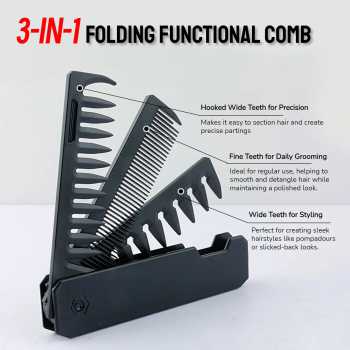 Gambar produk Desslo Sisir Rambut Lipat 3in1 Folable Hair Comb Fine Wide Tooth - DS-31