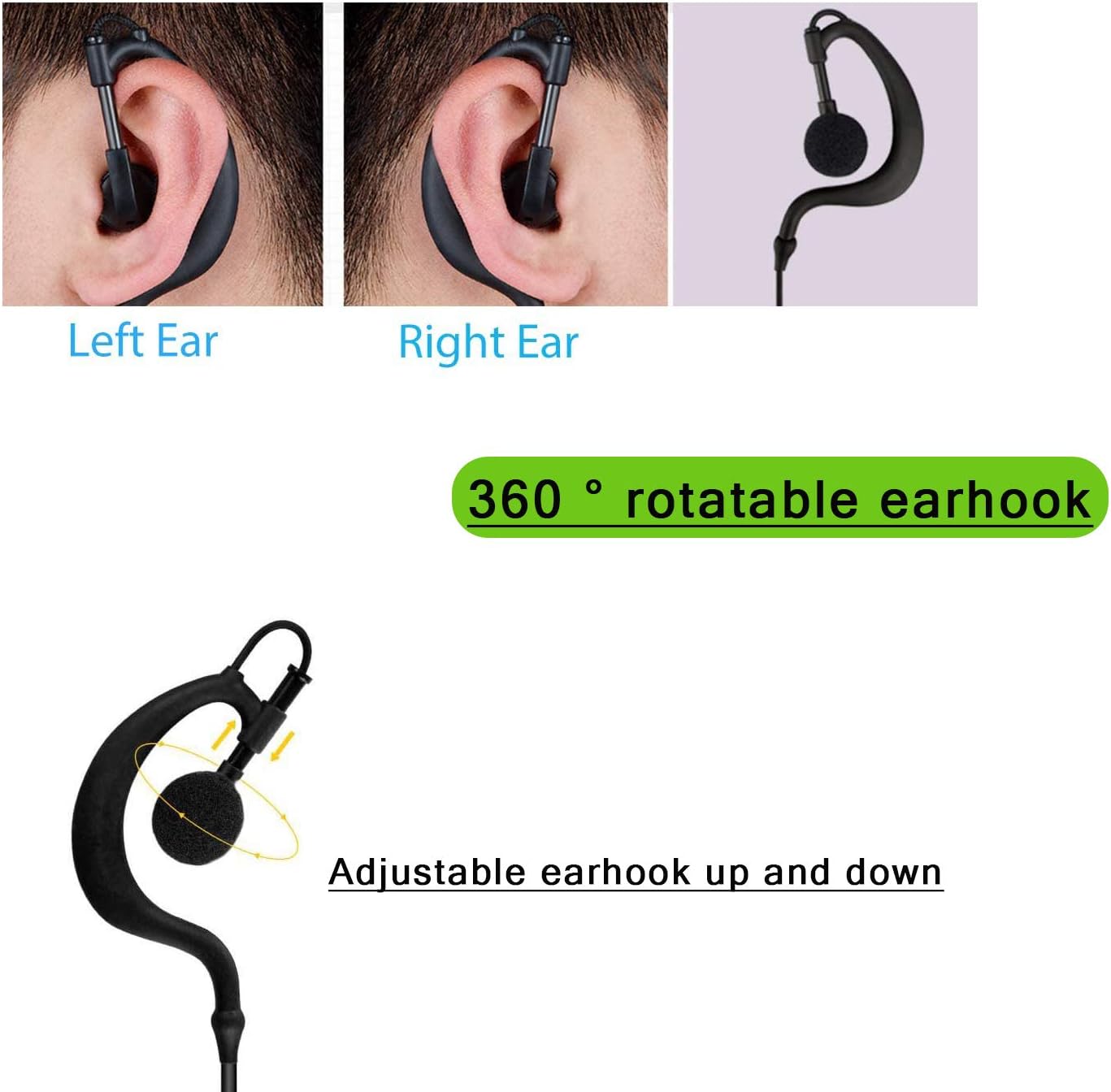 Gambar produk RETEVIS Headset Mikrofon In-ear C Type for HT Walkie Talkie 2 Pin - EEK004