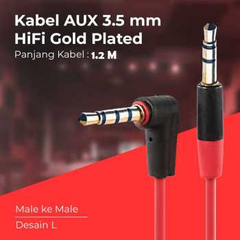 Rovtop Kabel AUX 3.5mm Male to Male L Shape Jack Gold Plated 1.2M - S-IP4G