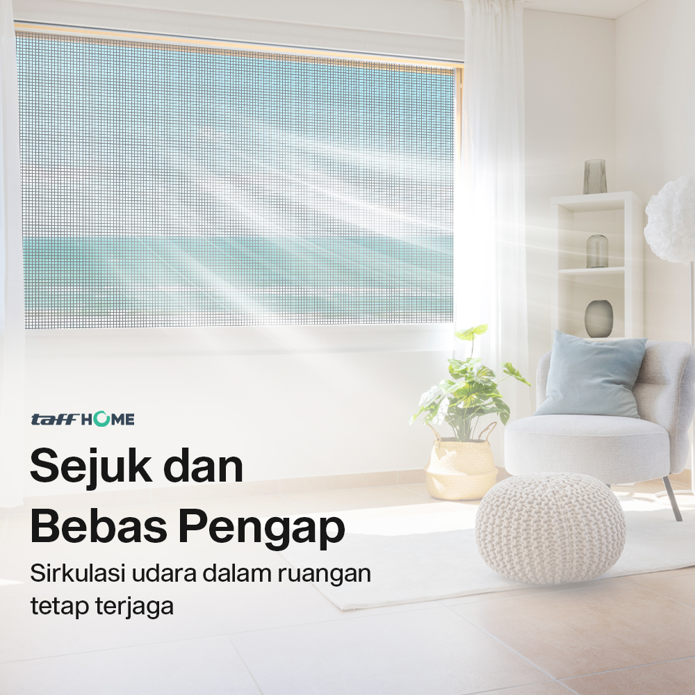 Gambar produk TaffHOME Kasa Nyamuk Jaring Jendela Ventilasi Mosquito Net PP Nano 1x2M - AW15