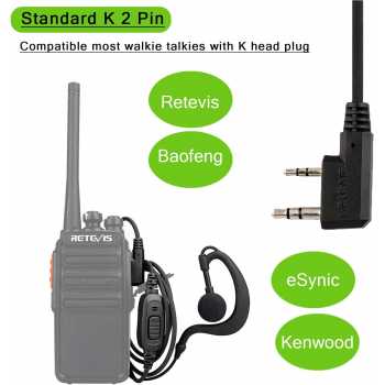 Gambar produk RETEVIS Headset Mikrofon In-ear C Type for HT Walkie Talkie 2 Pin - EEK004