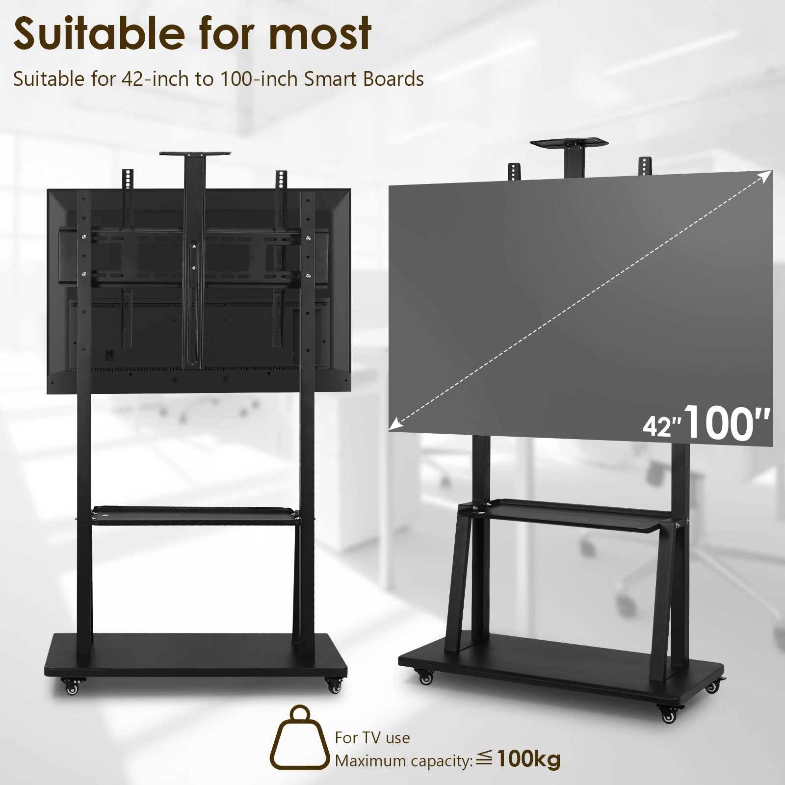 IBOWZ Bracket TV Floor Stand Wheel VESA 900x600 for 42-100 Inch TV - KM-1800 Gambar produk IBOWZ Bracket TV Floor Stand Wheel VESA 900x600 for 42-100 Inch TV - KM-1800