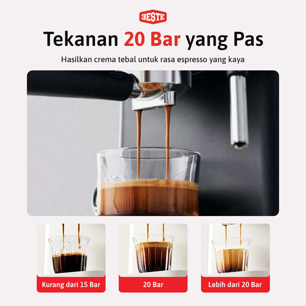 Trieste Mesin Kopi Espresso Coffee Maker Frothing 20 Bar 850W 1.6L - CM6863 Gambar produk Trieste Mesin Kopi Espresso Coffee Maker Frothing 20 Bar 850W 1.6L - CM6863