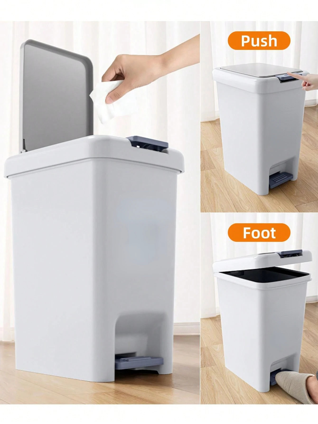 HOMBIN Tempat Sampah Pedal Kaki Trash Bin Household with Hand Press - H101 Gambar produk HOMBIN Tempat Sampah Pedal Kaki Trash Bin Household with Hand Press - H101