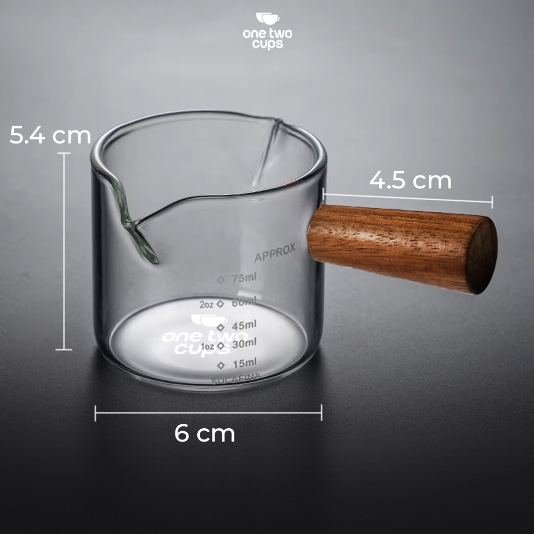 One Two Cups Gelas Milk Jug Pitcher Espresso Double Mouth 75ml - S08 Gambar produk One Two Cups Gelas Milk Jug Pitcher Espresso Double Mouth 75ml - S08