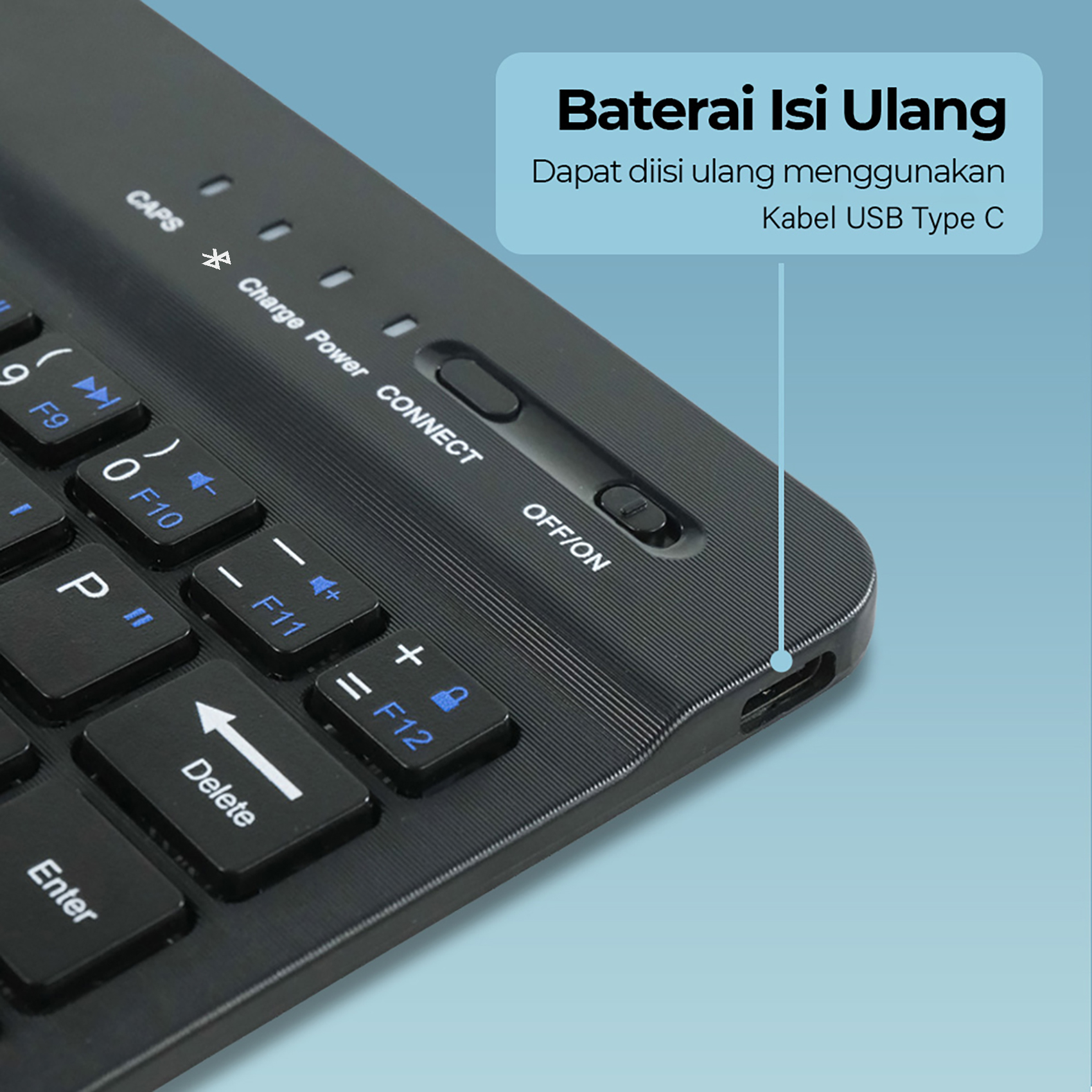 Taffware Keyboard Wireless Mini Bluetooth IOS Android Rechargeable - KM78D Gambar produk Taffware Keyboard Wireless Mini Bluetooth IOS Android Rechargeable - KM78D