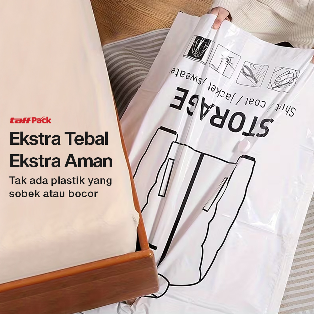 TaffPACK Plastik Vakum Gantung Pakaian Vacuum Compression Bag 1 PCS 70x110cm - MBF70 Gambar produk TaffPACK Plastik Vakum Gantung Pakaian Vacuum Compression Bag 1 PCS 70x110cm - MBF70