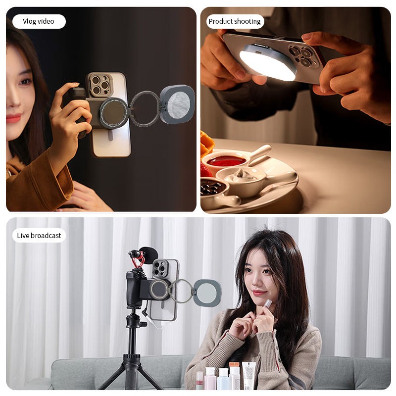 ALEON Lampu Fill Light Magnetic 3in1 Color Flip Design 1200mAh - AL-80 Gambar produk ALEON Lampu Fill Light Magnetic 3in1 Color Flip Design 1200mAh - AL-80