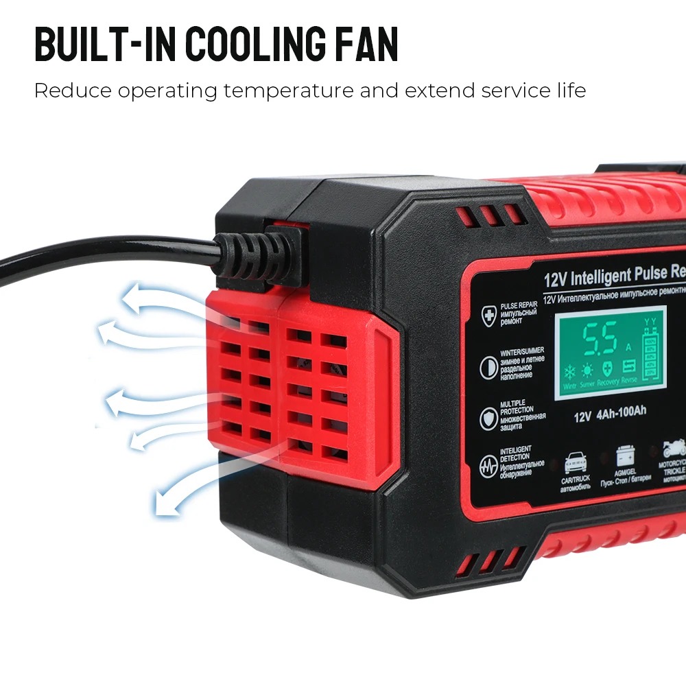 RJTianye Charger Aki Mobil Intelligent Battery Charger 12V 6A - RJ-C120501A Gambar produk RJTianye Charger Aki Mobil Intelligent Battery Charger 12V 6A - RJ-C120501A