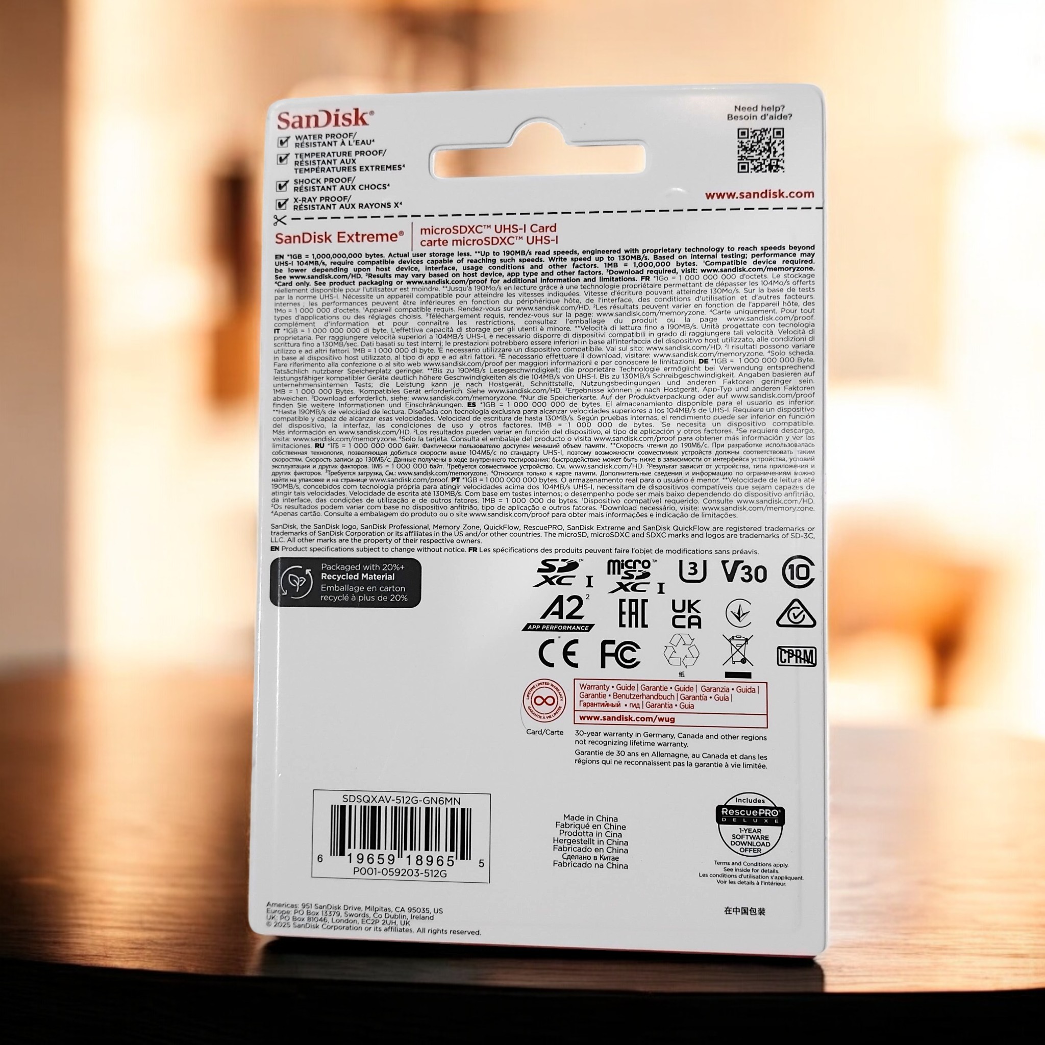 SanDisk Extreme microSDXC V30 A2 U3 512GB-SDSQXAV-512G Gambar produk SanDisk Extreme microSDXC V30 A2 U3 512GB-SDSQXAV-512G