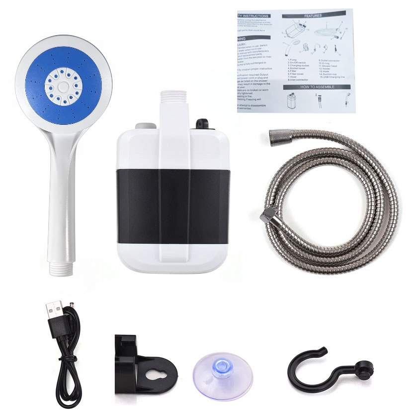 SOHE Pompa Shower Portable Camping Outdoor Bathing Pump USB Recharge - KE-801 Gambar produk SOHE Pompa Shower Portable Camping Outdoor Bathing Pump USB Recharge - KE-801