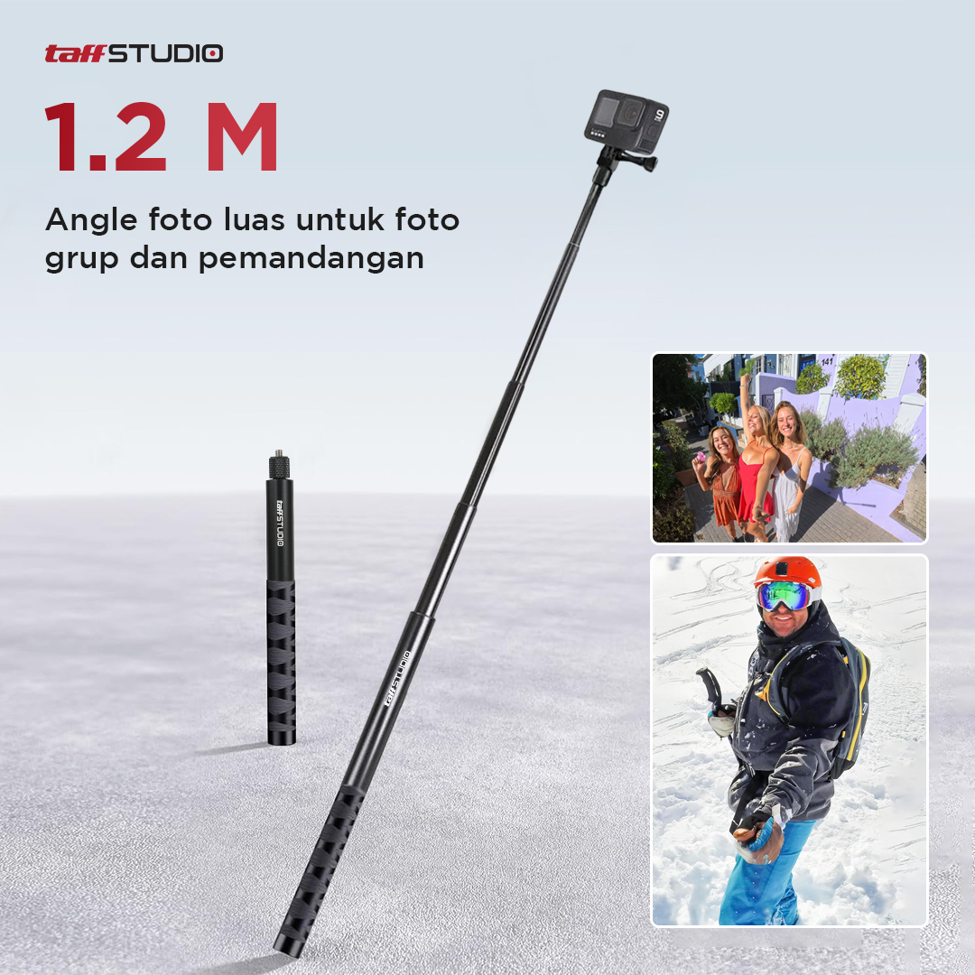 TaffSTUDIO Tongsis Ultra Long Invisible Selfie Stick for Insta360 1.2M - YZ711 Gambar produk TaffSTUDIO Tongsis Ultra Long Invisible Selfie Stick for Insta360 1.2M - YZ711
