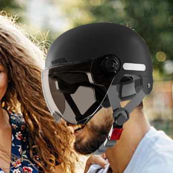 Gambar produk SPORT BIBU Helm Sepeda Skuter Motor Retro Vintage Half Face With Visor - U20