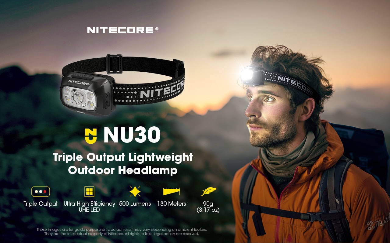 Gambar produk NITECORE Headlamp LED Senter Kepala Triple Output IP66 1500mAh - NU30