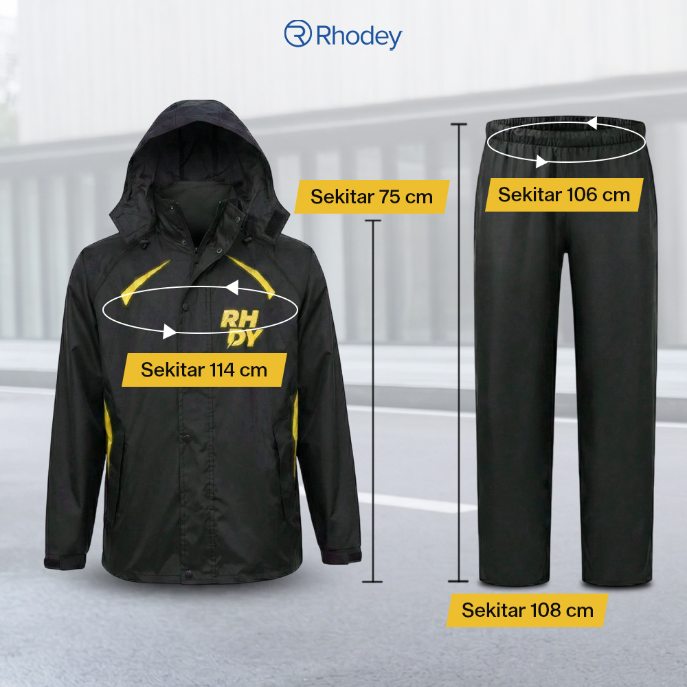 Rhodey Jas Hujan Setelan Motor Visor Polyester Waterproof Raincoat L - ZY-8119 Gambar produk Rhodey Jas Hujan Setelan Motor Visor Polyester Waterproof Raincoat L - ZY-8119