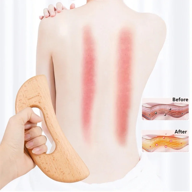 Gambar produk DUTRIEUX Alat Pijat Tubuh Gua Sha Kayu Wooden Massage Tool Moon Shaped - DT-19