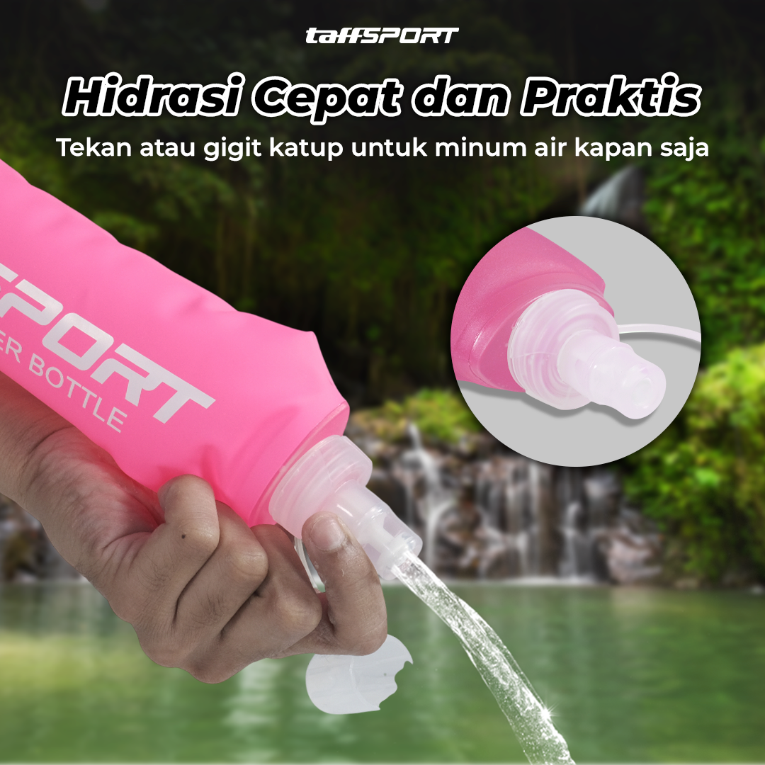 TaffSPORT Botol Minum Soft Flask Foldable Sport Water TPU 500 ml - TF009 Gambar produk TaffSPORT Botol Minum Soft Flask Foldable Sport Water TPU 500 ml - TF009