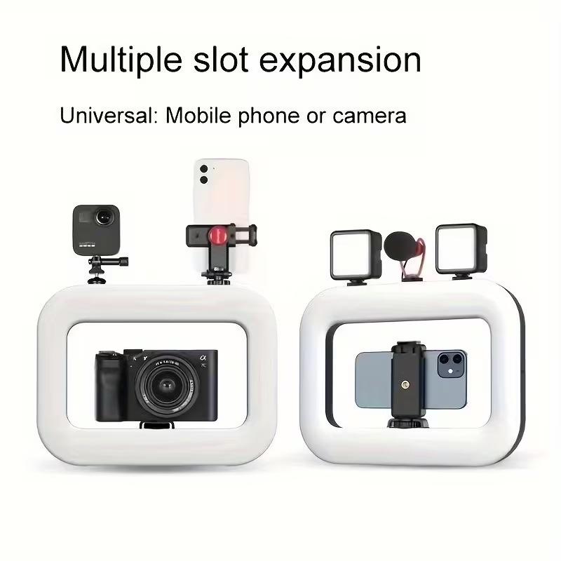 CLM Video Rig Ring Light LED Tricolor Rectangular 2500-8500K 1500mAh - YM200 Gambar produk CLM Video Rig Ring Light LED Tricolor Rectangular 2500-8500K 1500mAh - YM200