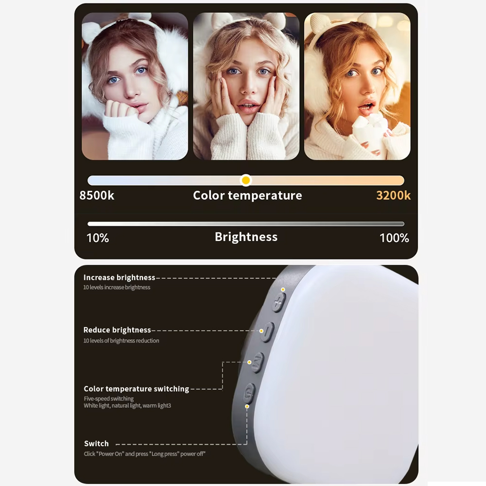 ALEON Lampu Fill Light Magnetic 3in1 Color Flip Design 1200mAh - AL-80 Gambar produk ALEON Lampu Fill Light Magnetic 3in1 Color Flip Design 1200mAh - AL-80