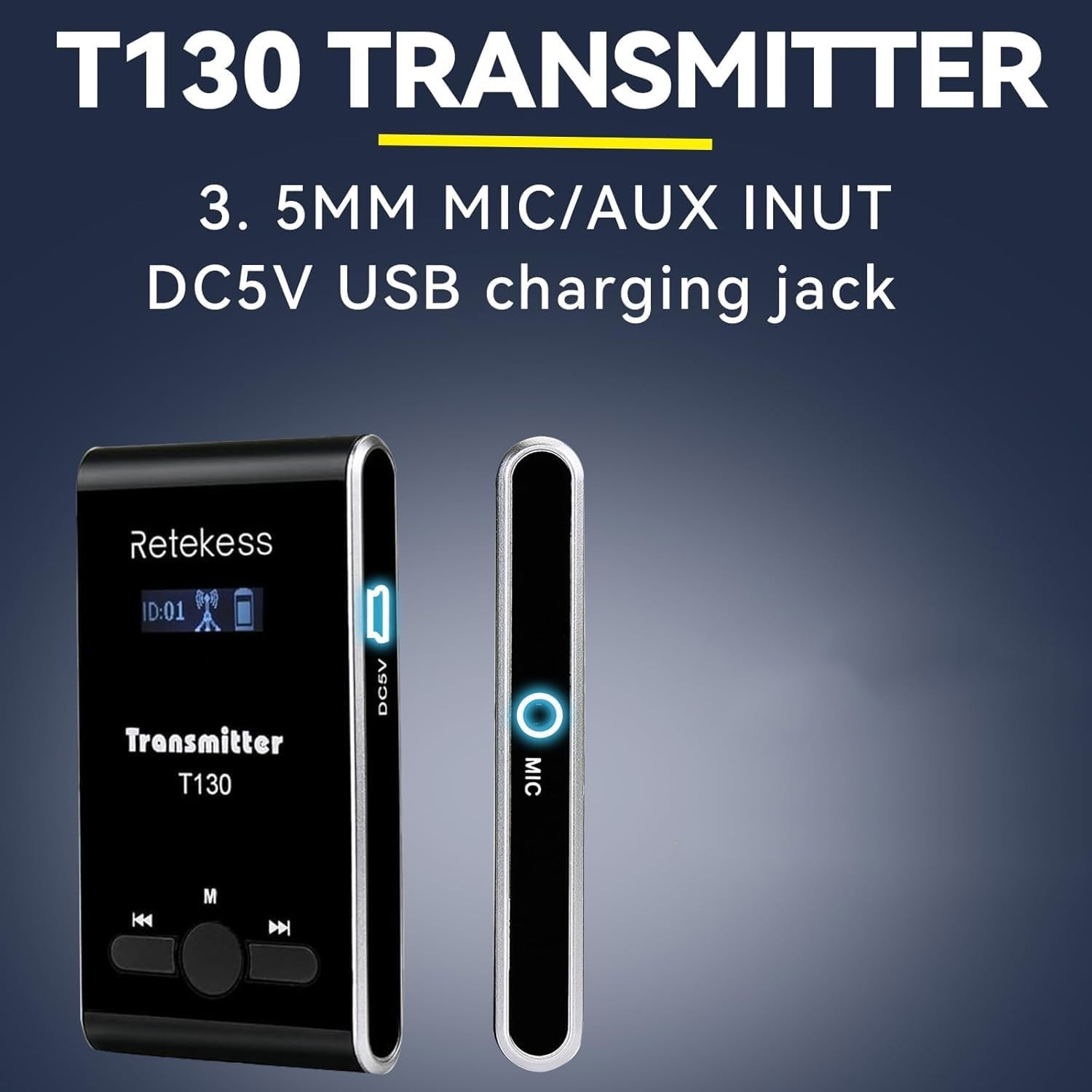 RETEKESS Audio Tour Guide Wireless Transmitter 99 Channel Mic 900mAh - T130 Gambar produk RETEKESS Audio Tour Guide Wireless Transmitter 99 Channel Mic 900mAh - T130