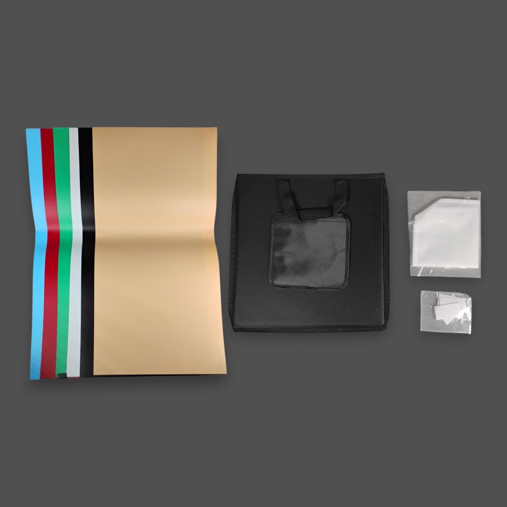 Photo Studio Box Mini Folding LED 3in1 Color with 6 Backdrop 30x30x30cm - MS30 Gambar produk Photo Studio Box Mini Folding LED 3in1 Color with 6 Backdrop 30x30x30cm - MS30