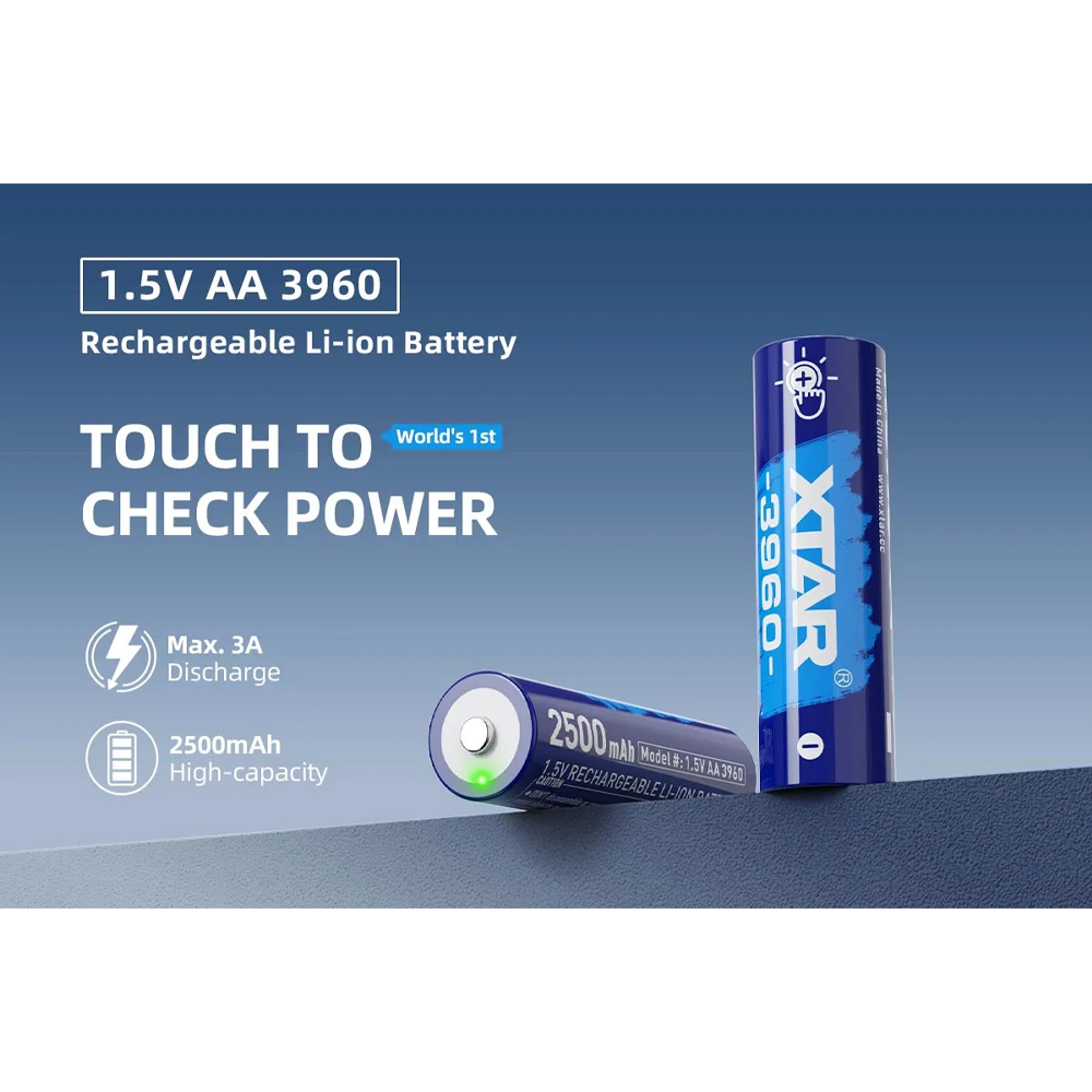 XTAR Baterai Rechargeable AA Li-ion 2500mAh 1.5V 1 PCS - 3960 Gambar produk XTAR Baterai Rechargeable AA Li-ion 2500mAh 1.5V 1 PCS - 3960