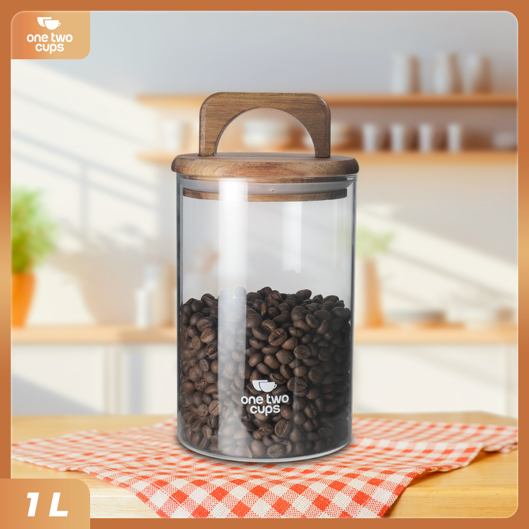 Gambar produk One Two Cups Toples Kaca Penyimpanan Makanan Kedap Udara Storage Jar 1L - CF170