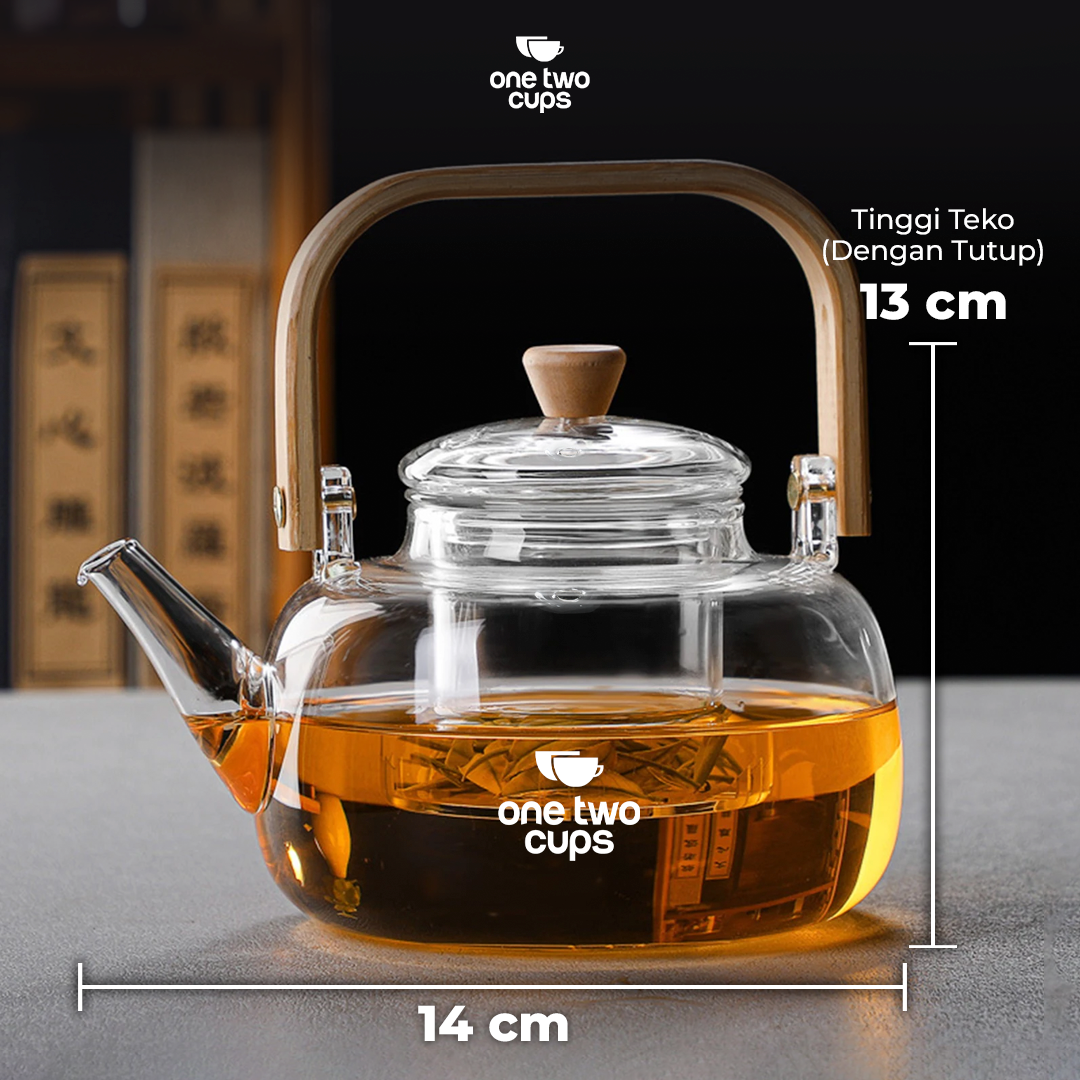 One Two Cups Teko Teh Pitcher Japanese Style Tahan Panas Api Teapot 1000ml - 8CV101 Gambar produk One Two Cups Teko Teh Pitcher Japanese Style Tahan Panas Api Teapot 1000ml - 8CV101