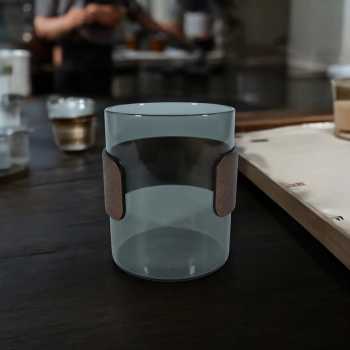 Gambar produk One Two Cups Gelas Teh Kopi Glass Tea Cup Borosilicate Wood Ring 200ml - LU2