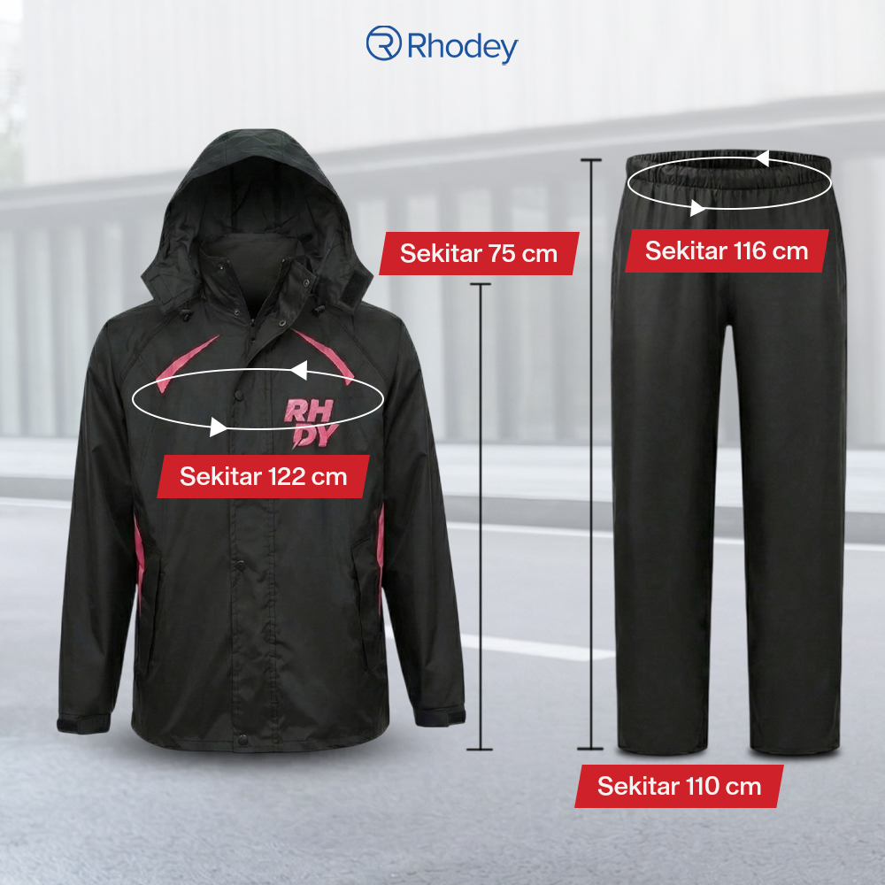 Rhodey Jas Hujan Setelan Motor Visor Polyester Waterproof Raincoat XL - ZY-8119 Gambar produk Rhodey Jas Hujan Setelan Motor Visor Polyester Waterproof Raincoat XL - ZY-8119