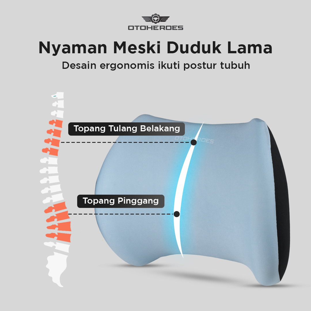 OTOHEROES Bantal Punggung Jok Mobil Memory Foam Lumbar Support - AW-40 Gambar produk OTOHEROES Bantal Punggung Jok Mobil Memory Foam Lumbar Support - AW-40