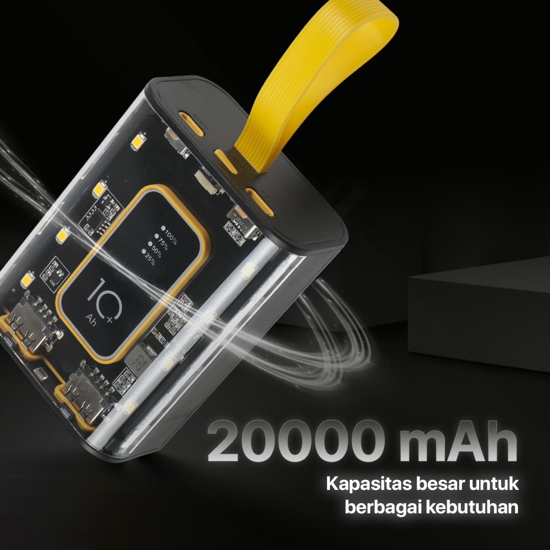 WST Power Bank 20000mAh Fast Charging PD 3in1 Cable Dual USB Port 10W - WS731 Gambar produk WST Power Bank 20000mAh Fast Charging PD 3in1 Cable Dual USB Port 10W - WS731