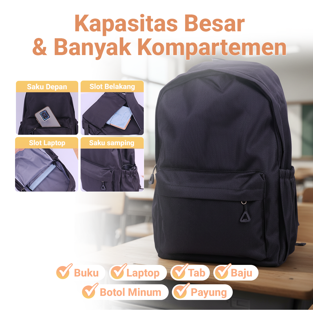 Sonson Tas Ransel Anak Sekolah Casual High School Backpacks - INU143 Gambar produk Sonson Tas Ransel Anak Sekolah Casual High School Backpacks - INU143