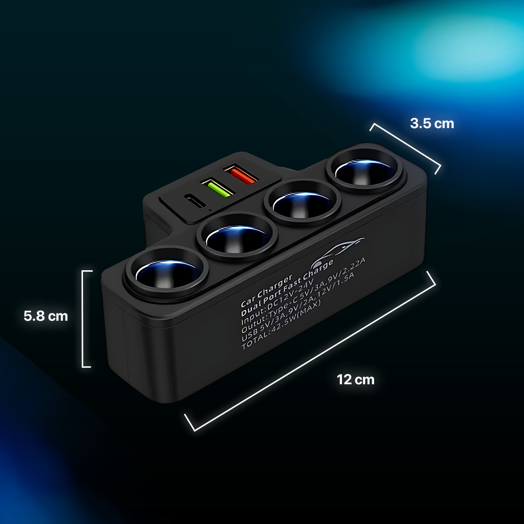 Gambar produk ADOREHER Car Charger Mobil PD QC Cigarette Type C Dual USB Port 120W - D-25