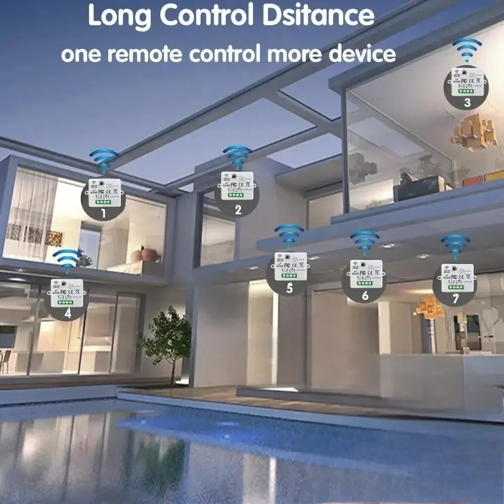 YULO Wireless Relay Switch Remote Control 433 MHz EV1527 220V 10A - YL-44 Gambar produk YULO Wireless Relay Switch Remote Control 433 MHz EV1527 220V 10A - YL-44