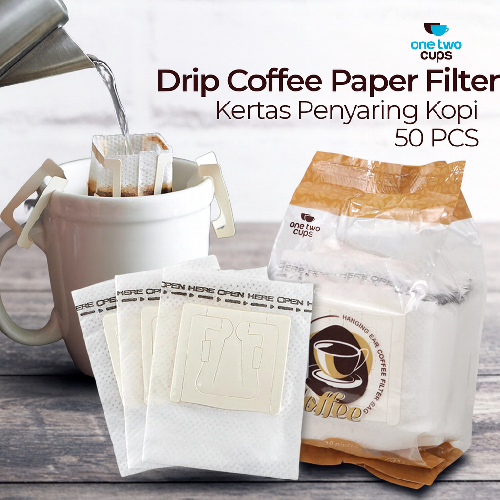 One Two Cups Kertas Penyaring Kopi Drip Coffee Cafe Paper Filter 50PCS - T111 Gambar produk One Two Cups Kertas Penyaring Kopi Drip Coffee Cafe Paper Filter 50PCS - T111