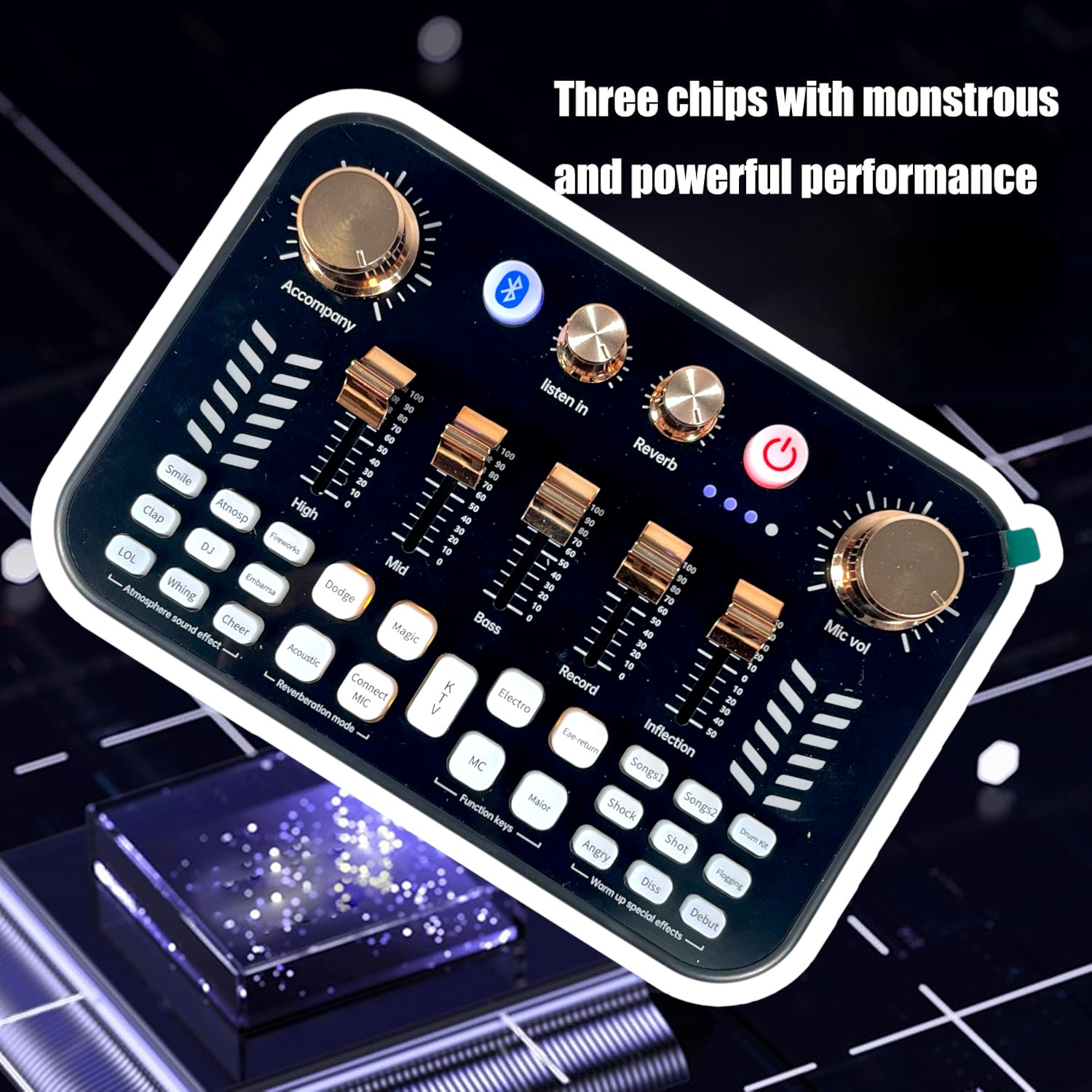 LIEYUAN Sound Card Mixer External Bluetooth Live Broadcast 1200mAh - V19 Gambar produk LIEYUAN Sound Card Mixer External Bluetooth Live Broadcast 1200mAh - V19