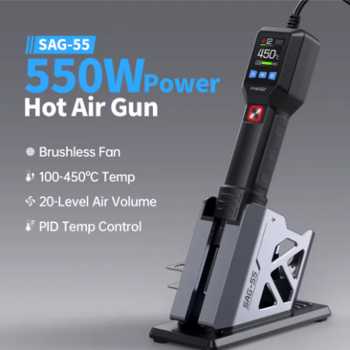 FNIRSI Hot Air Gun High Temperature Handheld 20 Speed LCD 550W - SAG-55