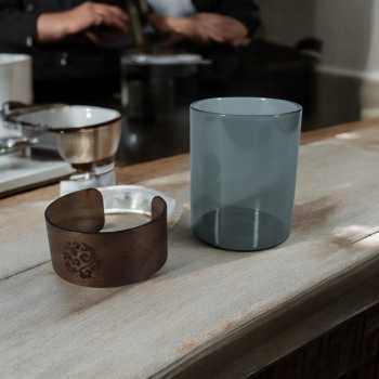 Gambar produk One Two Cups Gelas Teh Kopi Glass Tea Cup Borosilicate Wood Ring 200ml - LU2