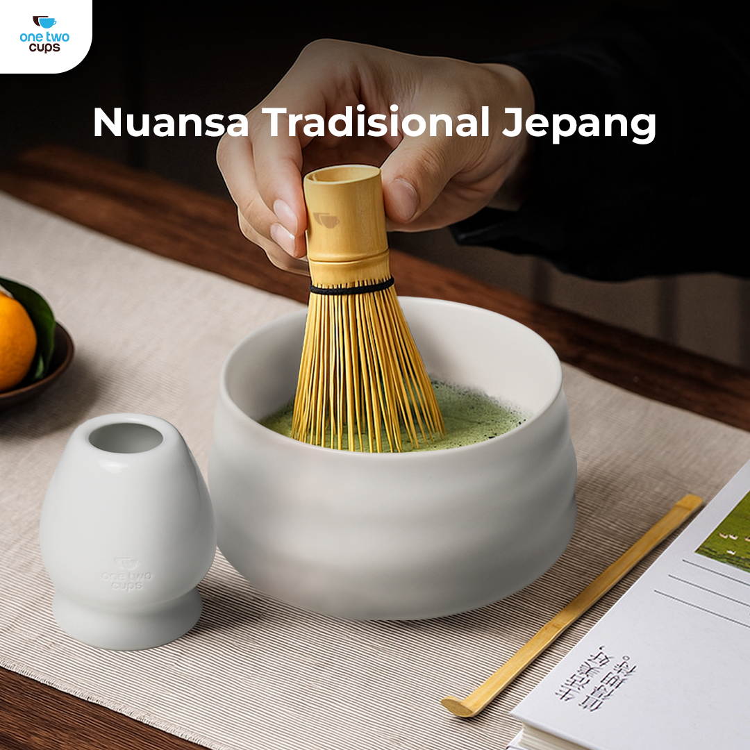 One Two Cups Matcha Set Kit Chasen Stand Chashaku Bamboo 3 PCS - D-31 Gambar produk One Two Cups Matcha Set Kit Chasen Stand Chashaku Bamboo 3 PCS - D-31