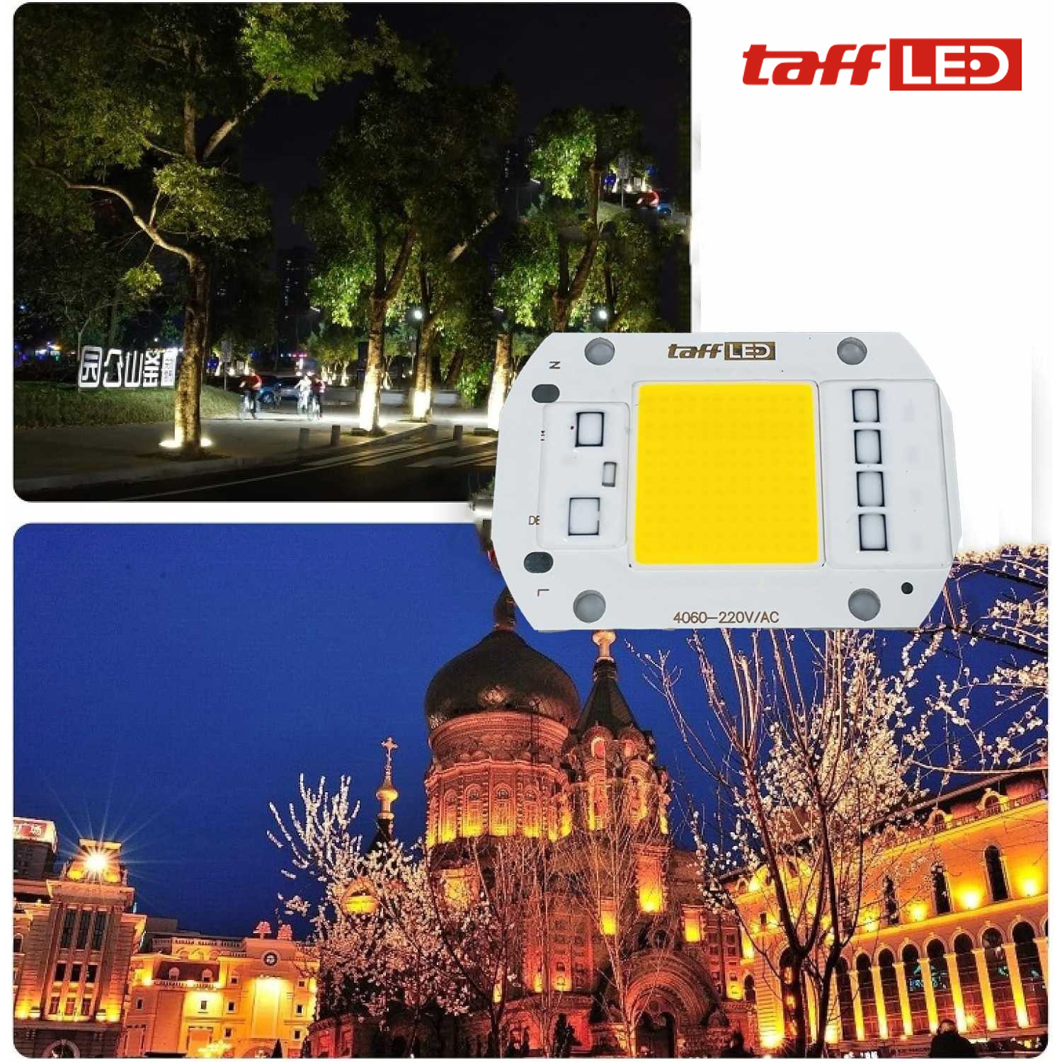 TaffLED Chip LED COB Spotlight Warm White 3000K 220V 50W - F6040 Gambar produk TaffLED Chip LED COB Spotlight Warm White 3000K 220V 50W - F6040