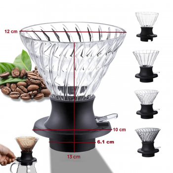 Gambar produk One Two Cups V60 Coffee Dripper Alat Seduh Kopi Manual Kaca 1-2 Cup - Jn23