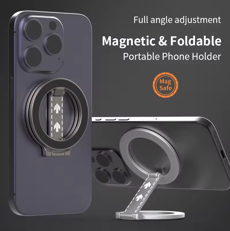 WISSHE Holder Smartphone MagSafe Folding Ring Stand Double Magnetic - Q-46 Gambar produk WISSHE Holder Smartphone MagSafe Folding Ring Stand Double Magnetic - Q-46