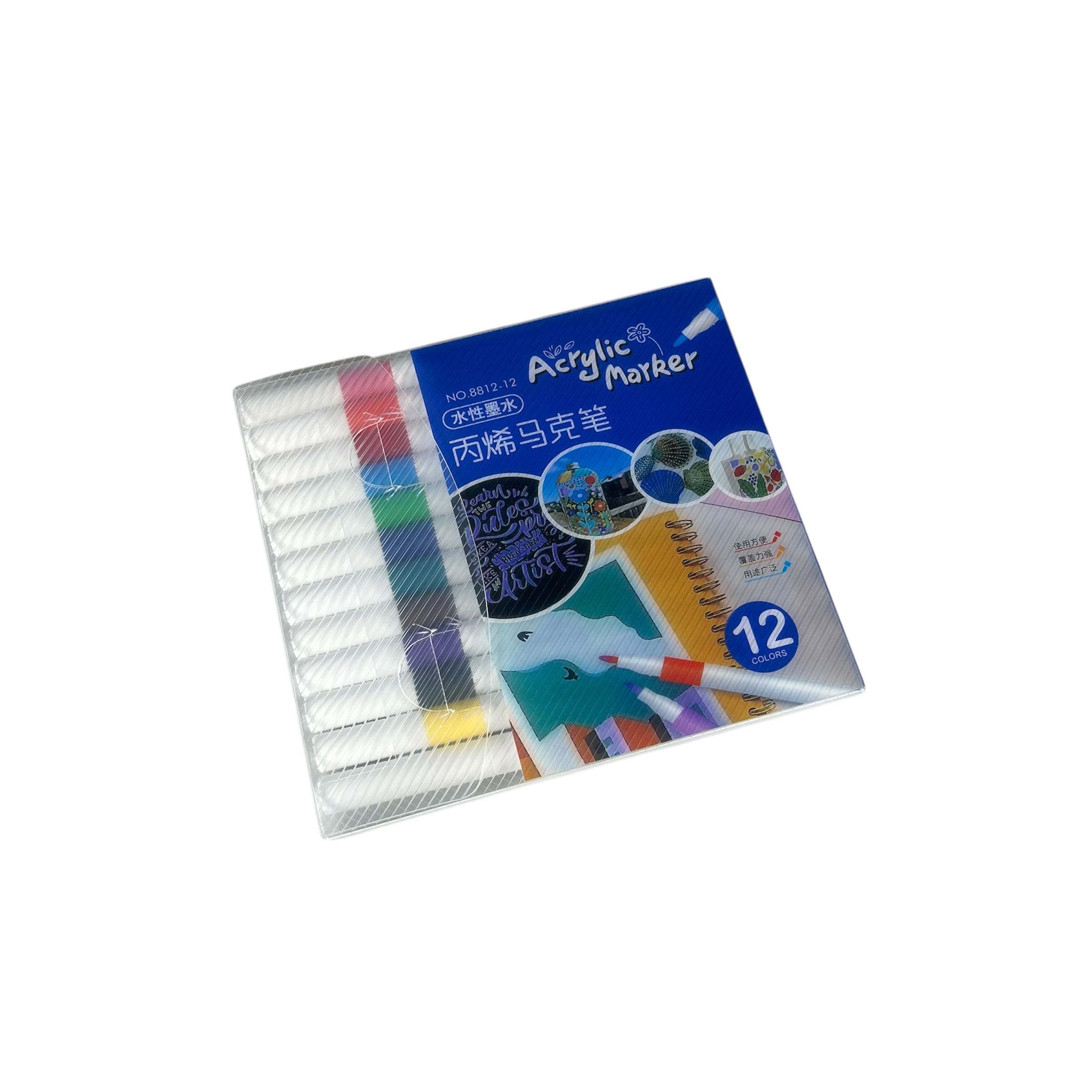 Gambar produk HUNJHYC Spidol Warna Anak Acrylic Marker Fine Tip Quick Dry Waterproof 12 Warna - 8812