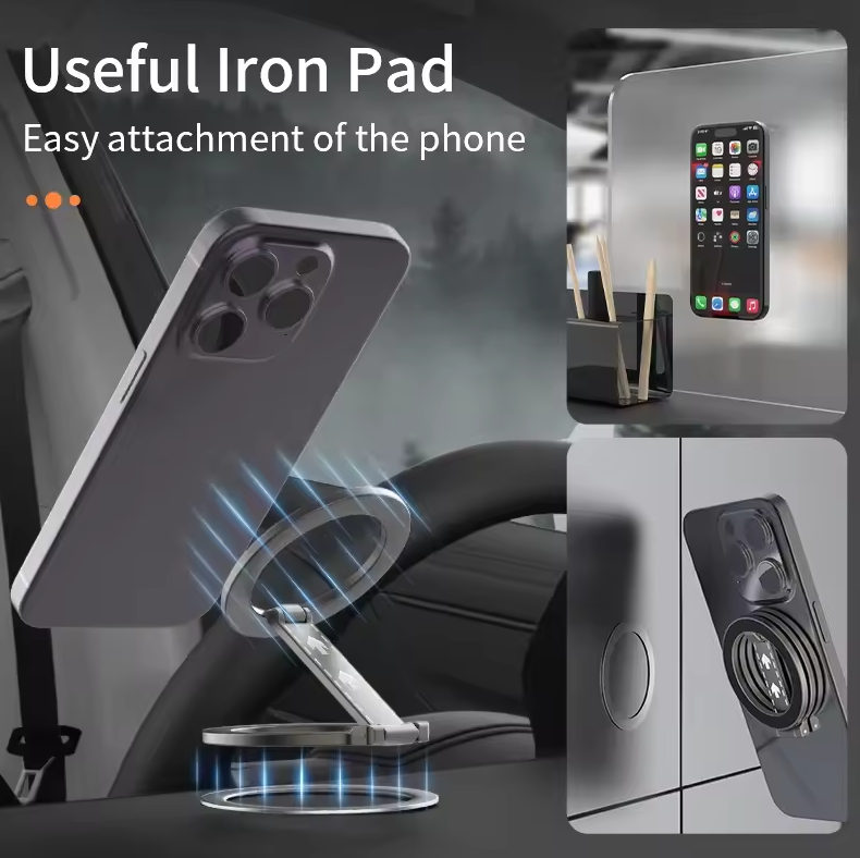 WISSHE Holder Smartphone MagSafe Folding Ring Stand Double Magnetic - Q-46 Gambar produk WISSHE Holder Smartphone MagSafe Folding Ring Stand Double Magnetic - Q-46