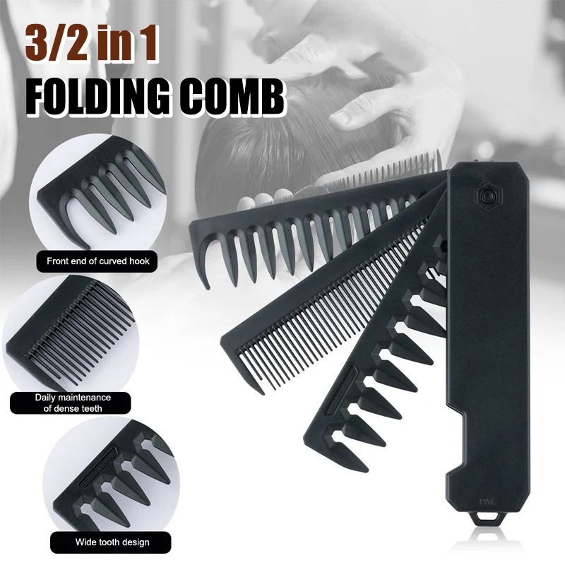 Gambar produk Desslo Sisir Rambut Lipat 3in1 Folable Hair Comb Fine Wide Tooth - DS-31