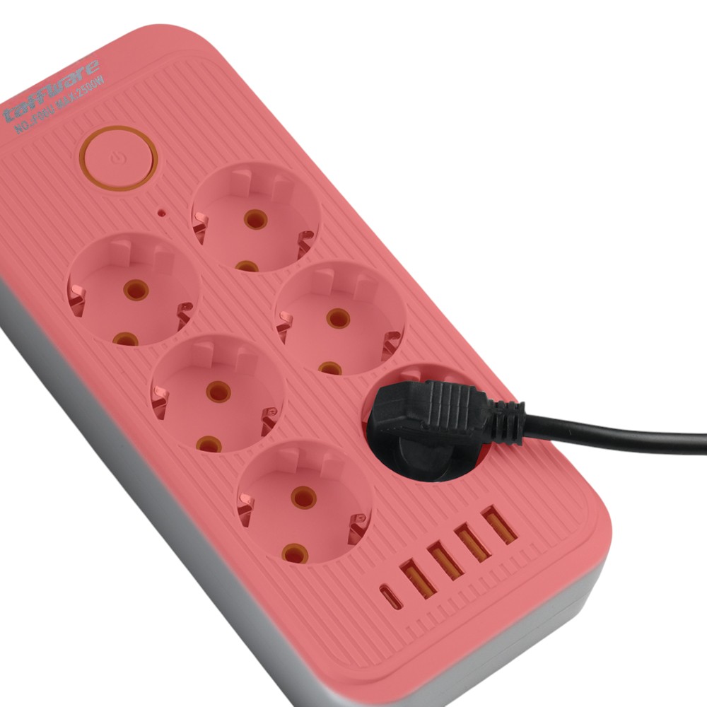 Taffware Stop Kontak Kabel USB Type C 10A 110-250V 2500W 1.8M 6 Lubang - QL-1075U/F06U Gambar produk Taffware Stop Kontak Kabel USB Type C 10A 110-250V 2500W 1.8M 6 Lubang - QL-1075U/F06U